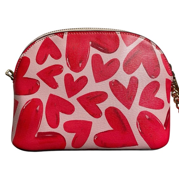 Kate Spade Like New Ever Fallen Spencer Dome Heart Crossbody Chain Pink Red - Picture 13 of 15